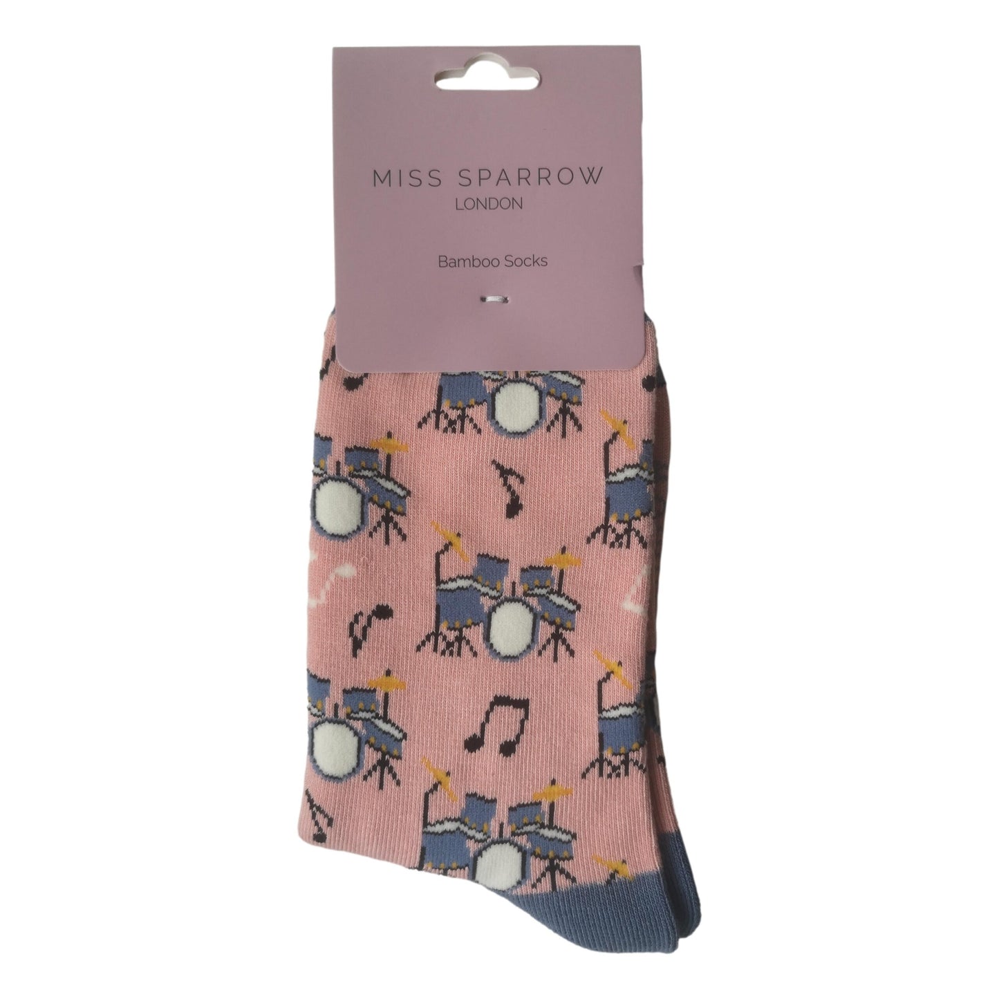 Drum Kits on Dusky Pink Womens Novelty Ankle Socks Adult One Size image 1