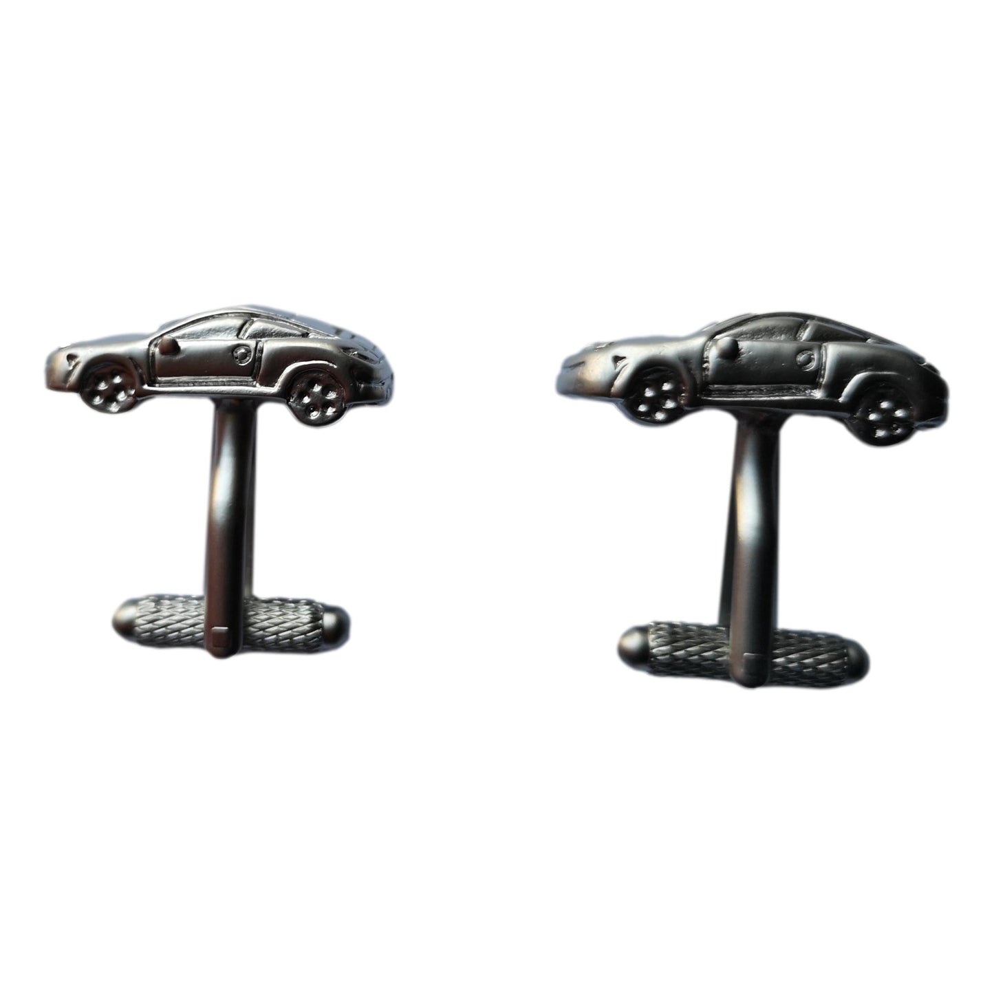 Sports car matt silver-plated torpedo cufflinks in padded gift box image 2