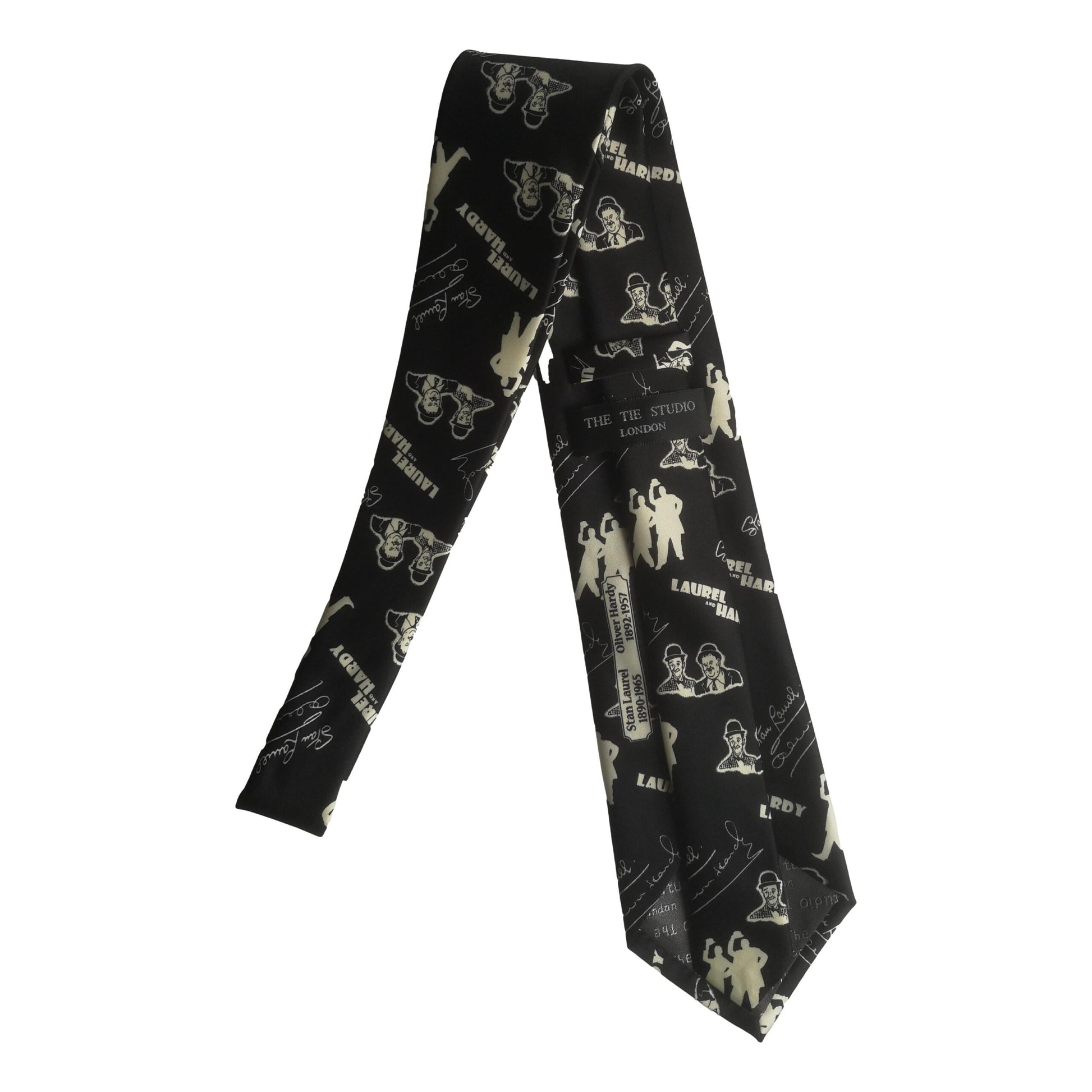 Laurel and Hardy Dancing Sleeved Black 100% Polyester Classic Tie image 2