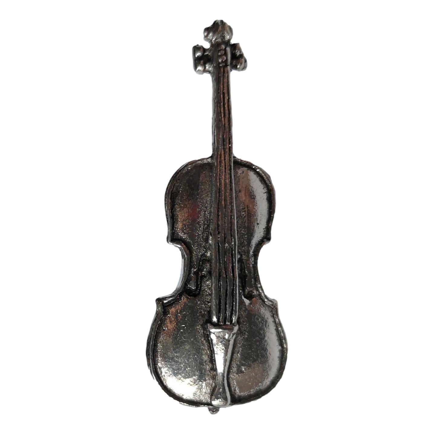 (Violon)cello polished pewter metal lapel pin image 0