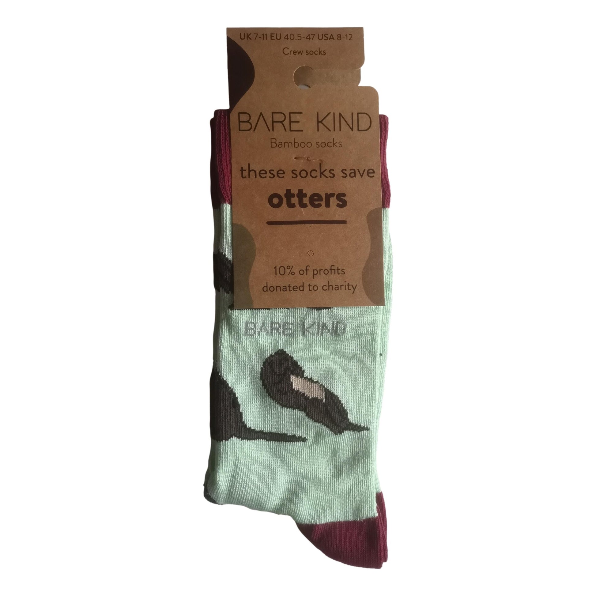 Save The Otters Green Unisex Novelty Ankle Socks Adult One Size image 1