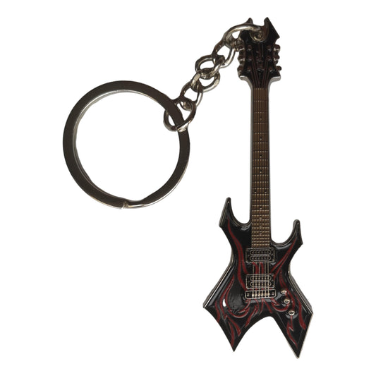Kerry King (Slayer) Replica Black and Red Warlock Electric Guitar polished silver-plated keyring image 0
