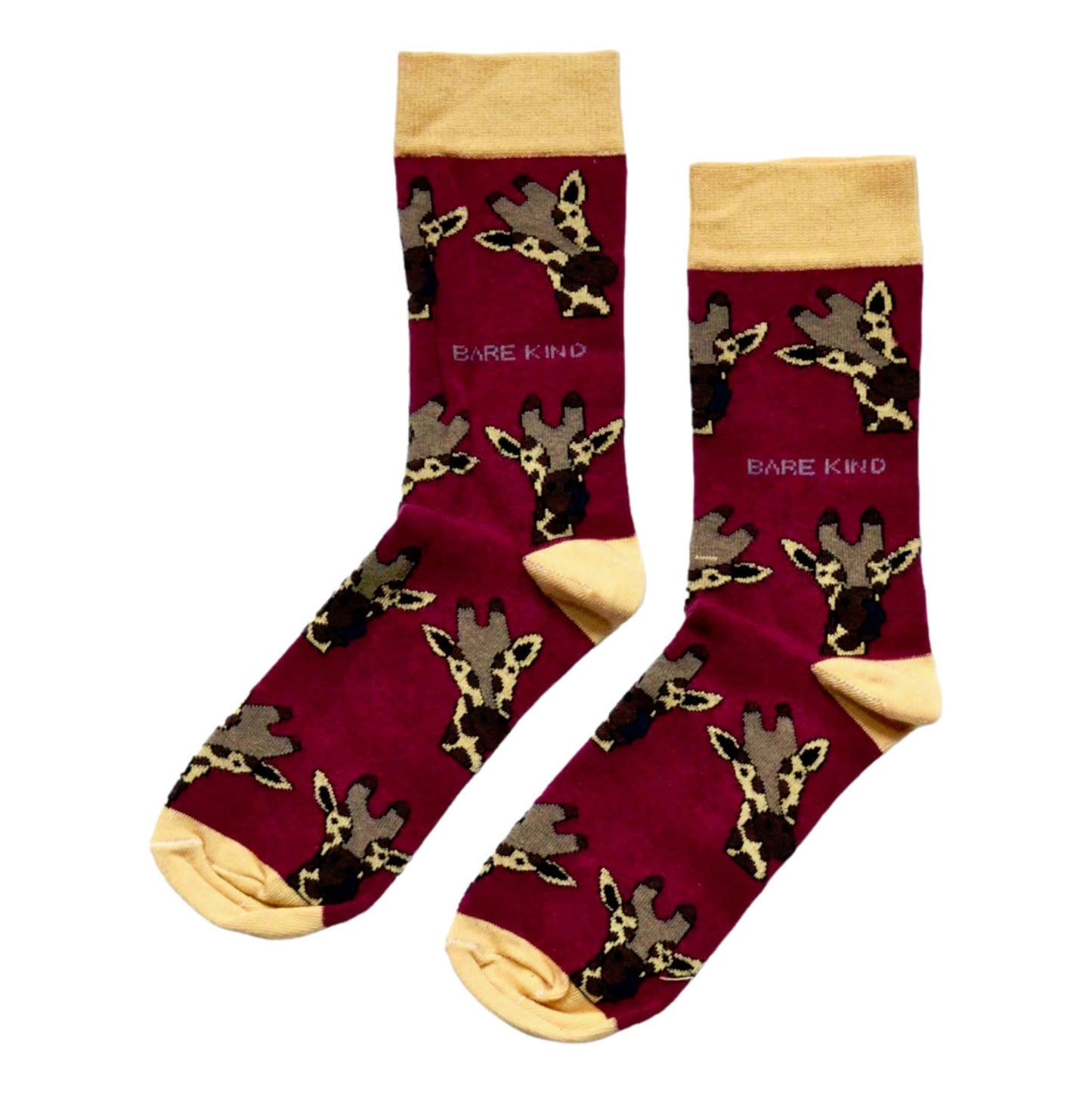 Save The Giraffes Burgundy Unisex Novelty Ankle Socks Adult UK Size 7-11 image 0
