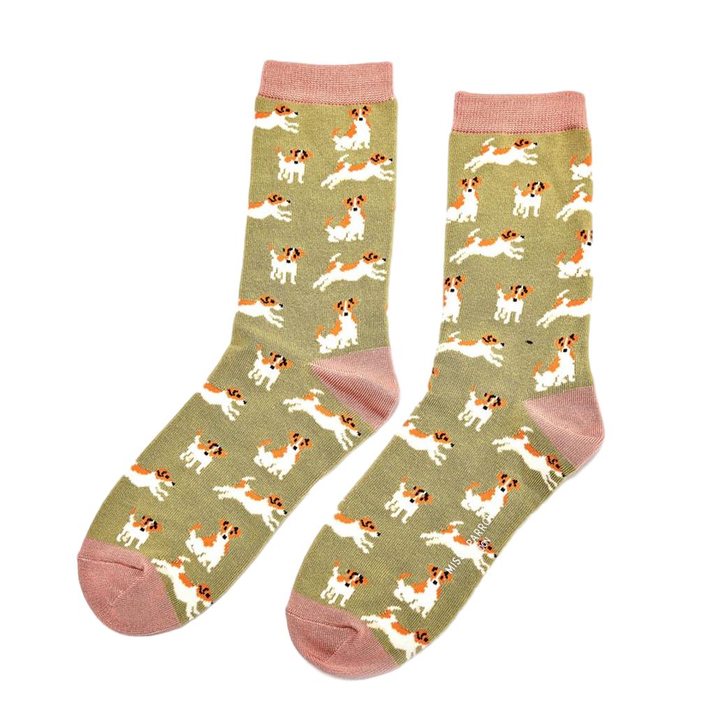 Jack Russell Dog Olive Womens Novelty Ankle Socks Adult One Size image 0