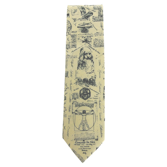 Da Vinci Scientist Teacher Student Polyester Tie sleeved with hook - cream image 0