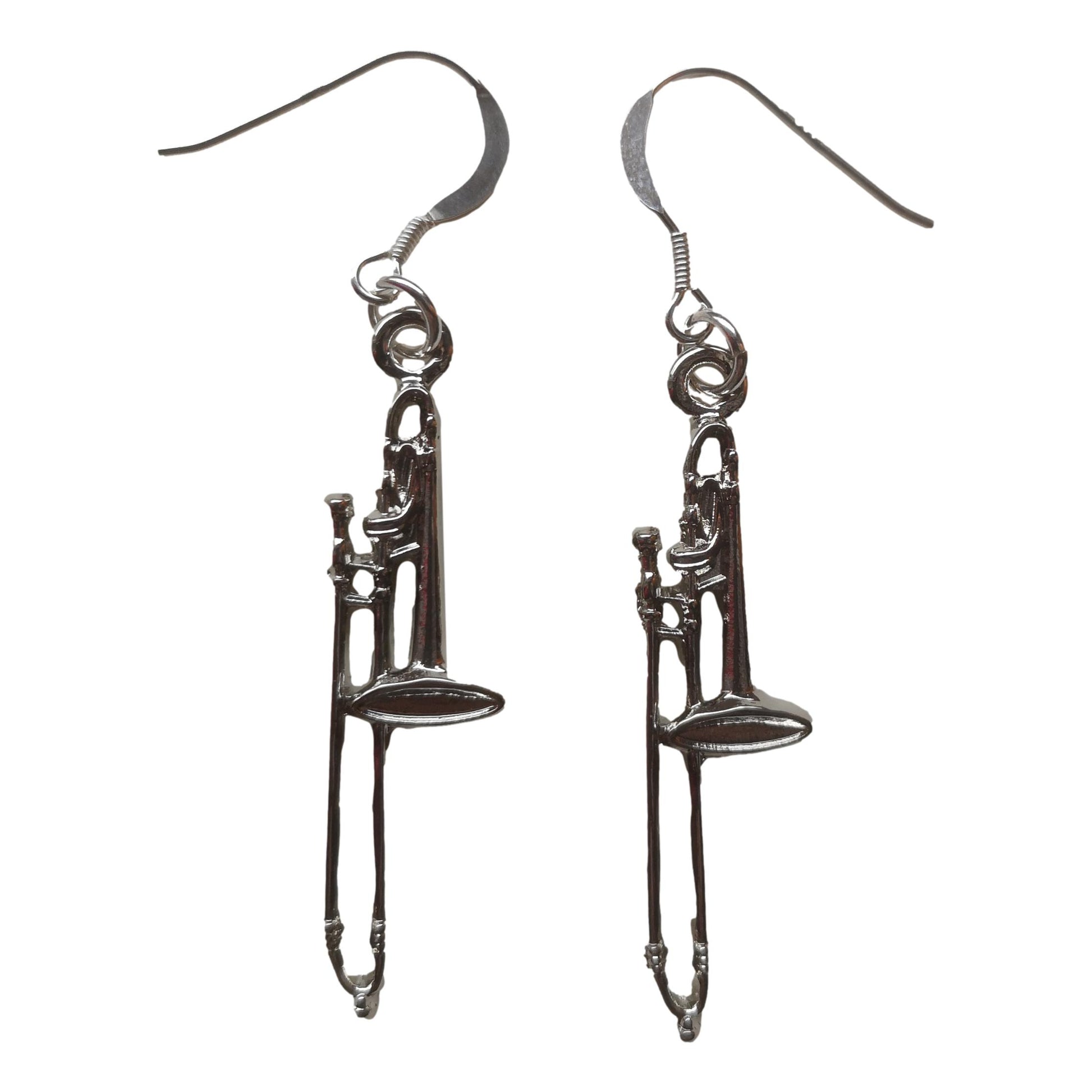 Trombone silver-plated drop hook earrings image 0