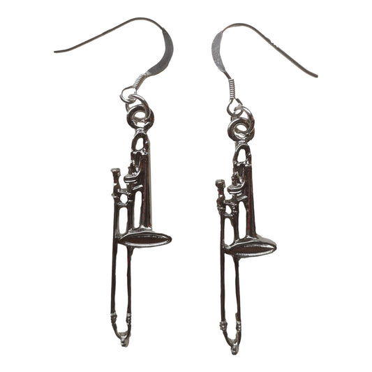 Trombone silver-plated drop hook earrings image 0