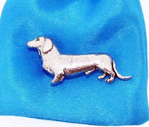 Dachshund Sausage Dog polished pewter metal lapel pin image 1