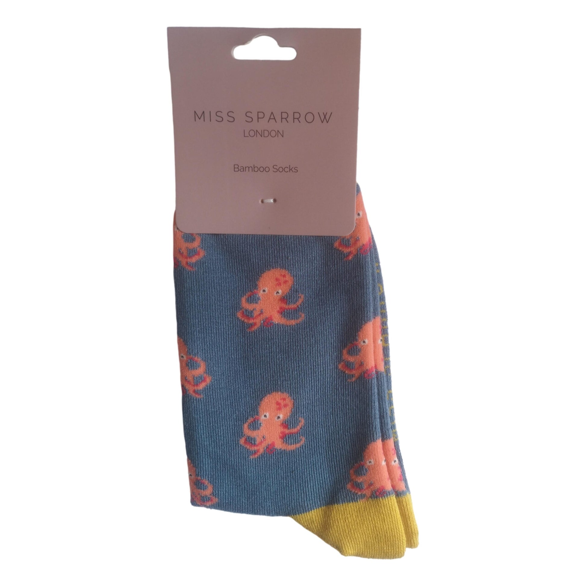 Little Octopus on Denim Blue Womens Novelty Ankle Socks Adult One Size image 1