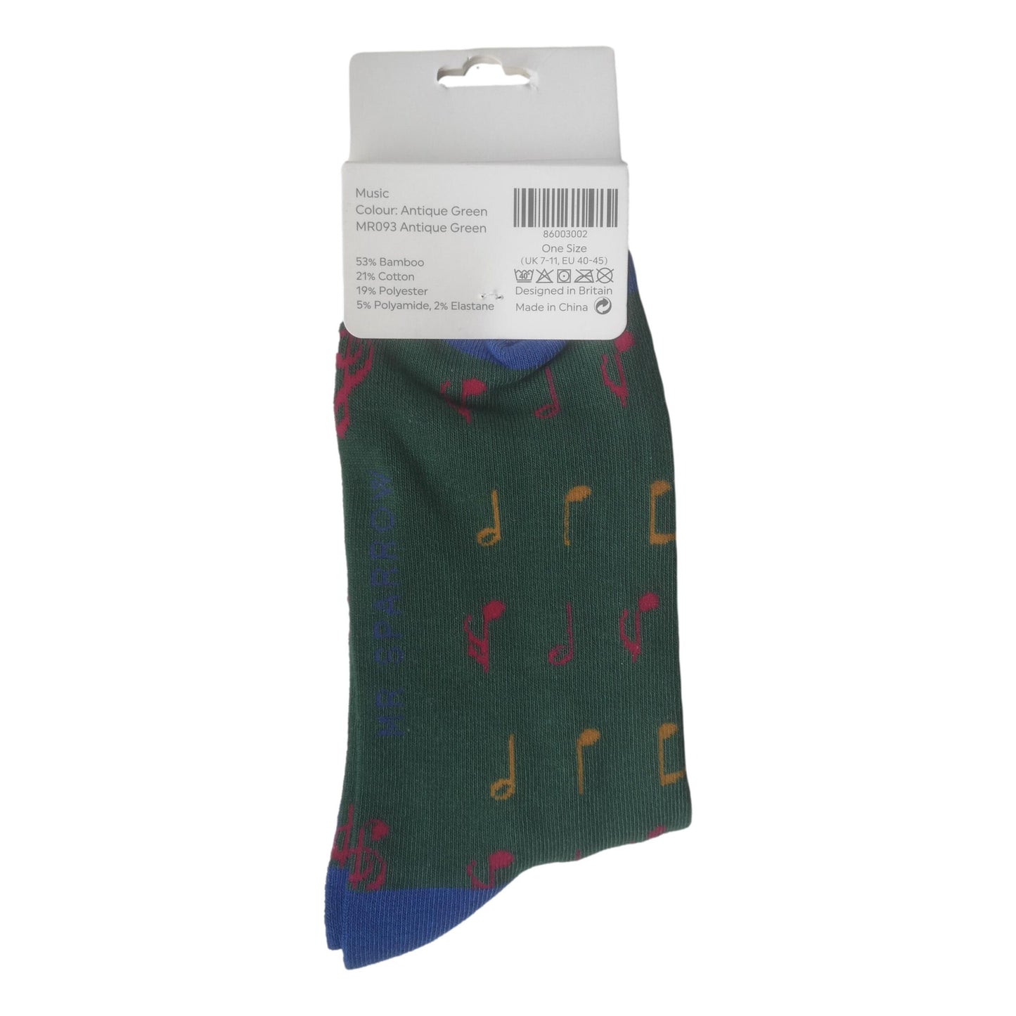 Music Notes on Antique Green Mens Novelty Ankle Socks Adult One Size image 2