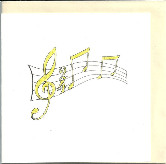 Cream Glitter Treble Clefs on Music Stave Blank Greeting Card Cello-wrapped image 0