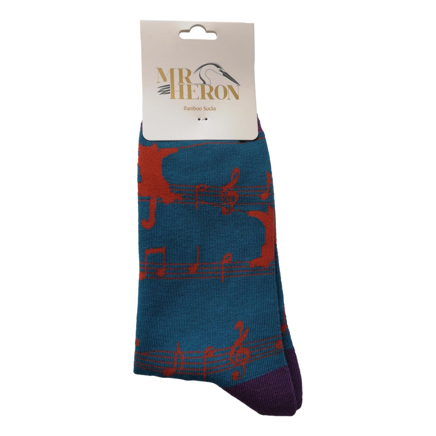 Kitty Cat Music Stave on Teal Blue Mens Novelty Ankle Socks Adult One Size image 0