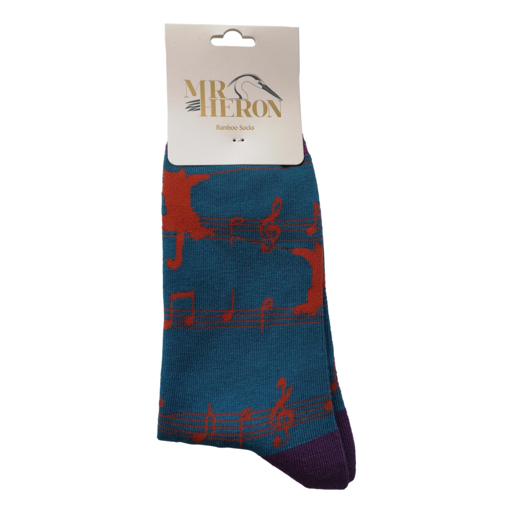 Kitty Cat Music Stave on Teal Blue Mens Novelty Ankle Socks Adult One Size image 0