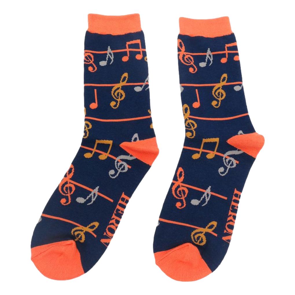 Treble Clefs and Music Notes Jazz Navy Mens Novelty Ankle Socks Adult One Size image 0
