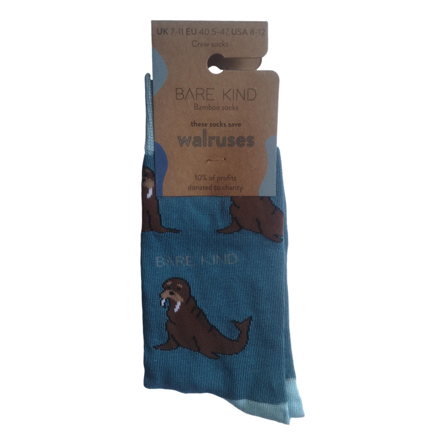 Save The Walruses Aquamarine Blue Unisex Novelty Ankle Socks Adult Size 7-11 image 1