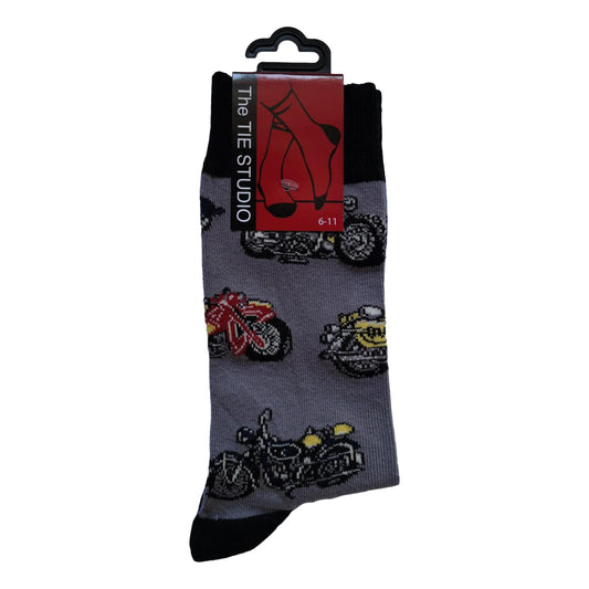 Vintage Motorbikes Unisex Novelty Grey Ankle Socks Adult Size 6-11 image 0