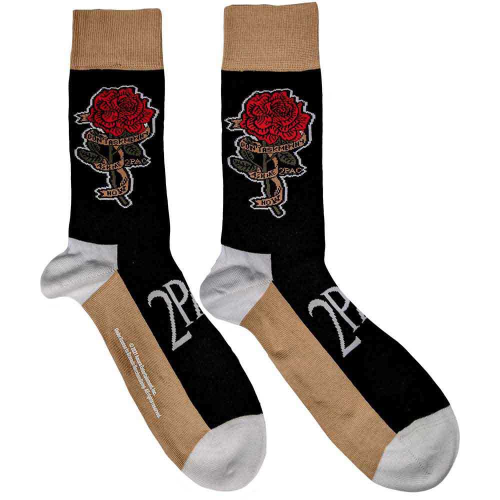 Tupac Ankle Socks Rose Logo Official Mens Black image 0