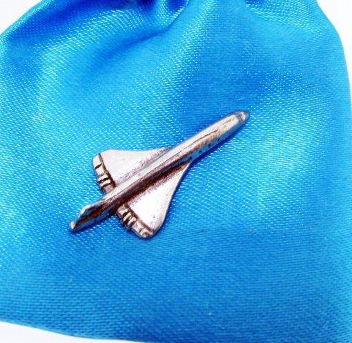 Concorde Plane polished pewter metal lapel pin badge image 1