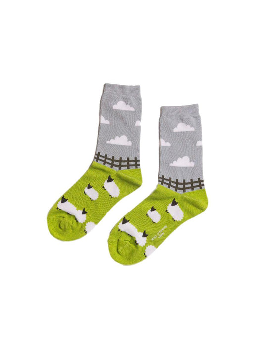Sheep Meadow Green Womens Novelty Ankle Socks Adult One Size image 0