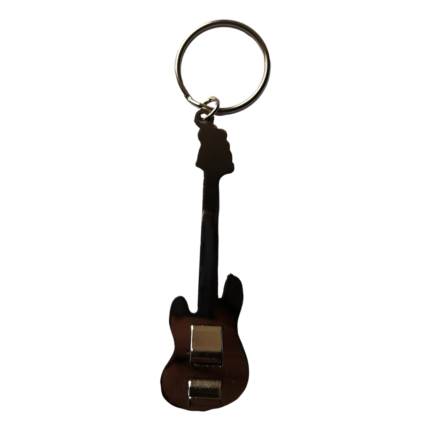 Bass Guitar shaped silver-plated keyring bottle opener musician gift image 2