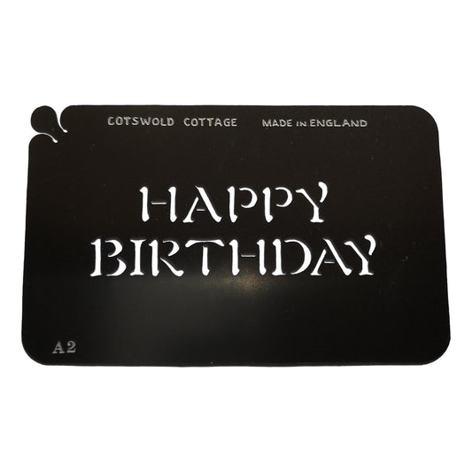 Stainless steel A2 Happy Birthday cake decorating / card making stencil image 0