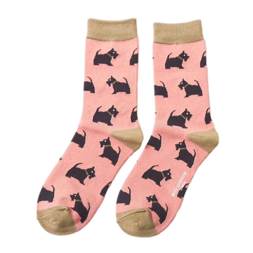 Westie Dog Dusky Pink Ladies Novelty Ankle Socks Adult One Size image 0