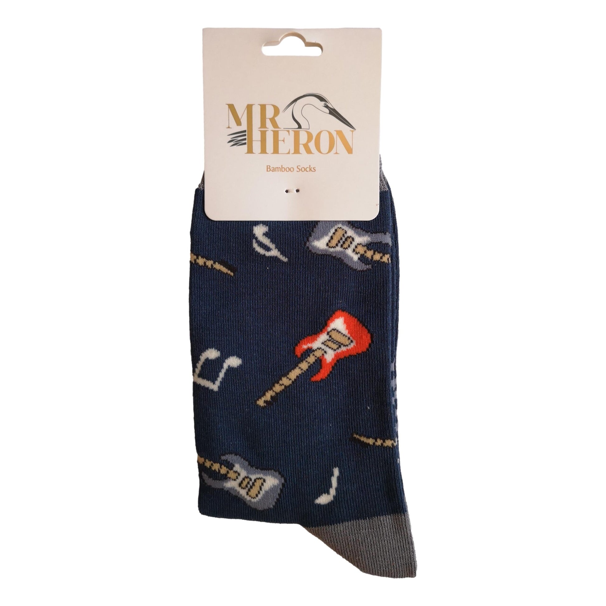 Electric Guitars on Navy Mens Novelty Ankle Socks Adult One Size image 1