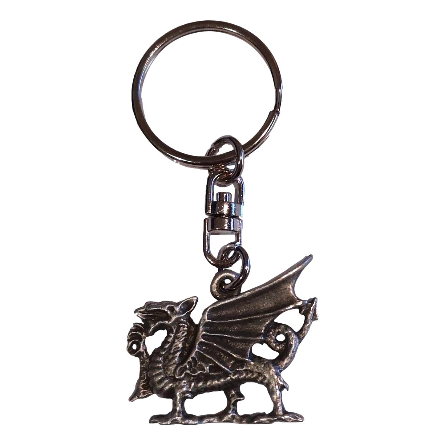Welsh Dragon pewter metal keyring image 0