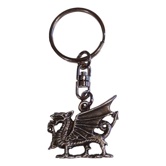 Welsh Dragon pewter metal keyring image 0