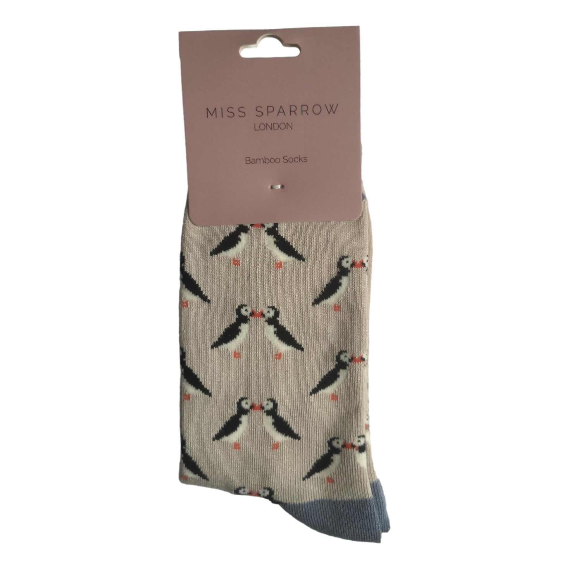 Kissing Puffins on Silver Womens Novelty Ankle Socks Adult One Size image 1