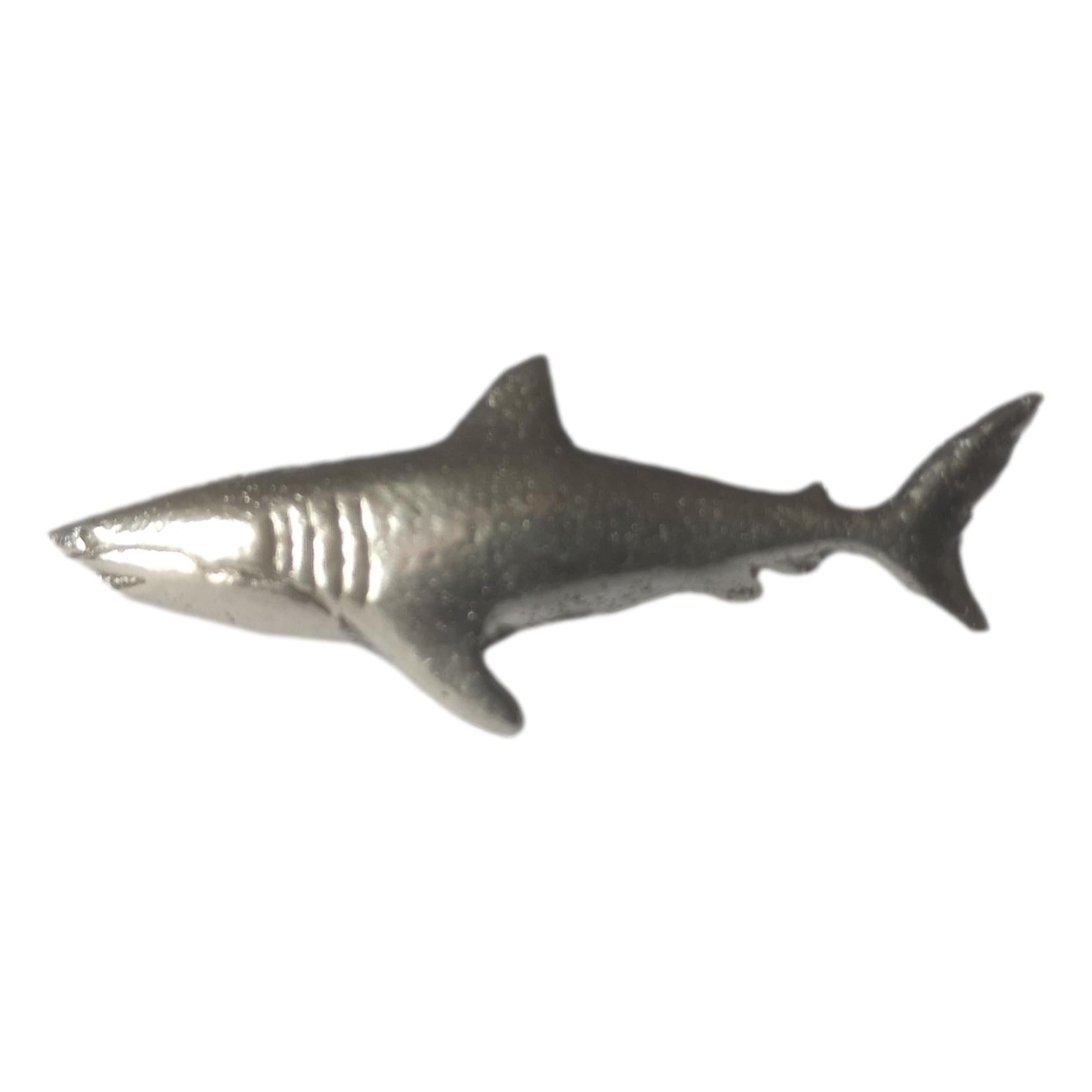 Shark polished pewter metal lapel pin badge image 0
