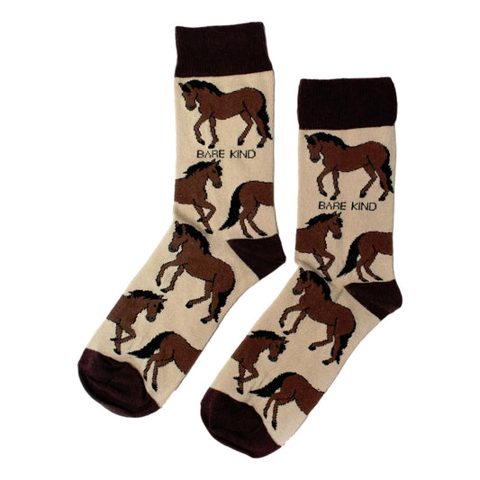 Save The Horses Beige Unisex Novelty Ankle Socks Adult UK Size 7-11 image 0