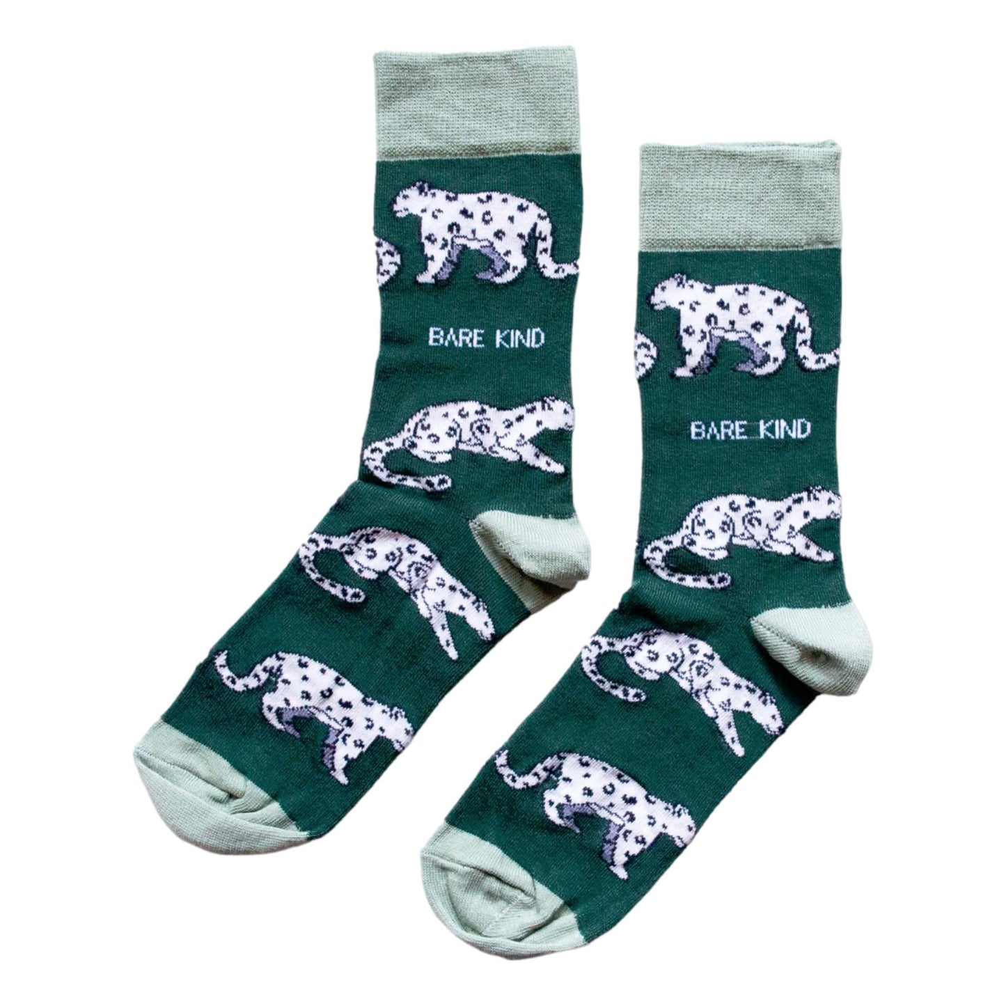 Save The Snow Leopards Green Unisex Novelty Ankle Socks Adult UK Size 7-11 image 0