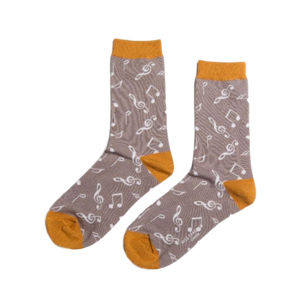 Treble Clefs and Music Notes Grey Womens Novelty Ankle Socks Adult One Size image 0