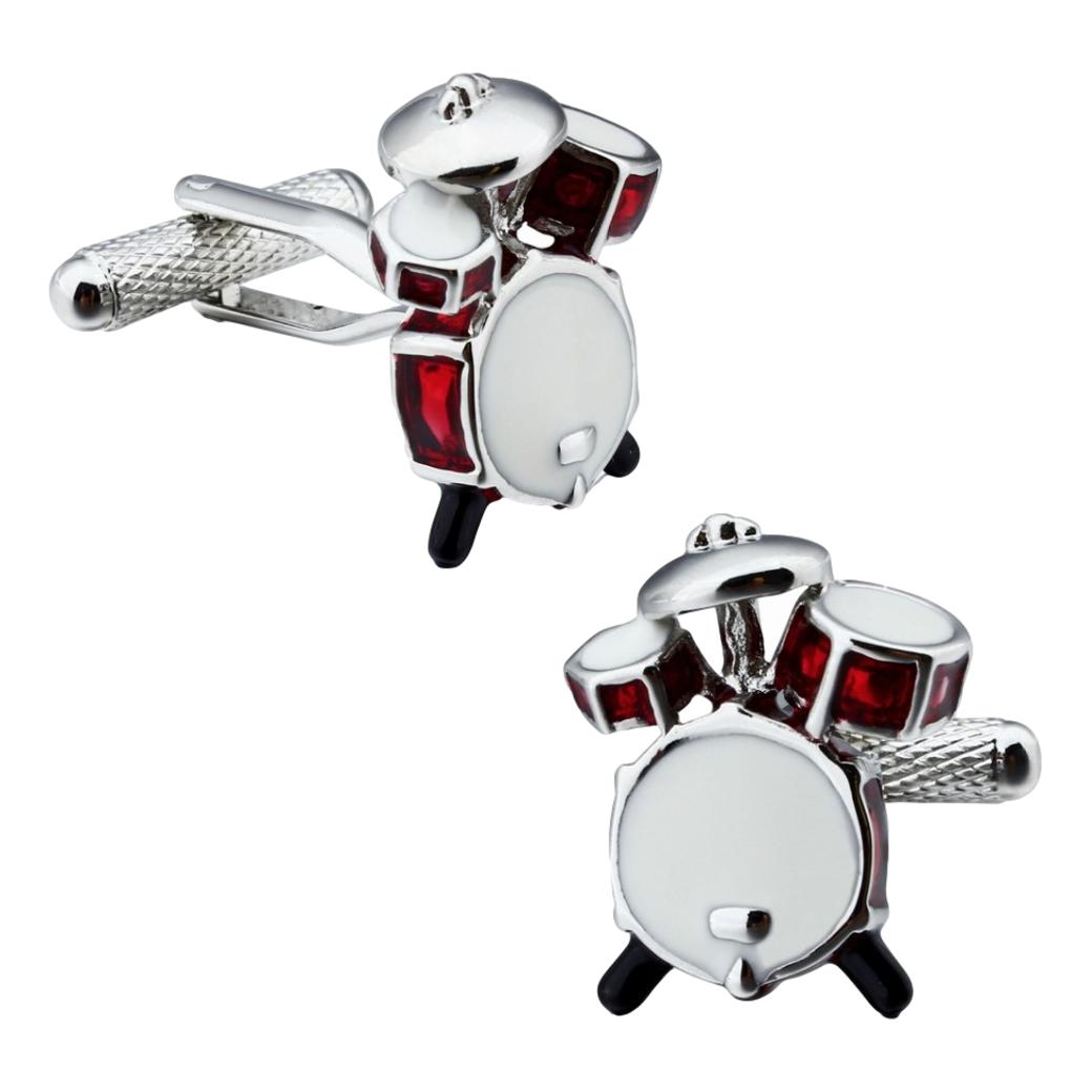 Red Drum Kit silver-plated torpedo cufflinks in padded gift box image 0