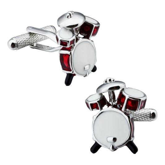 Red Drum Kit silver-plated torpedo cufflinks in padded gift box image 0
