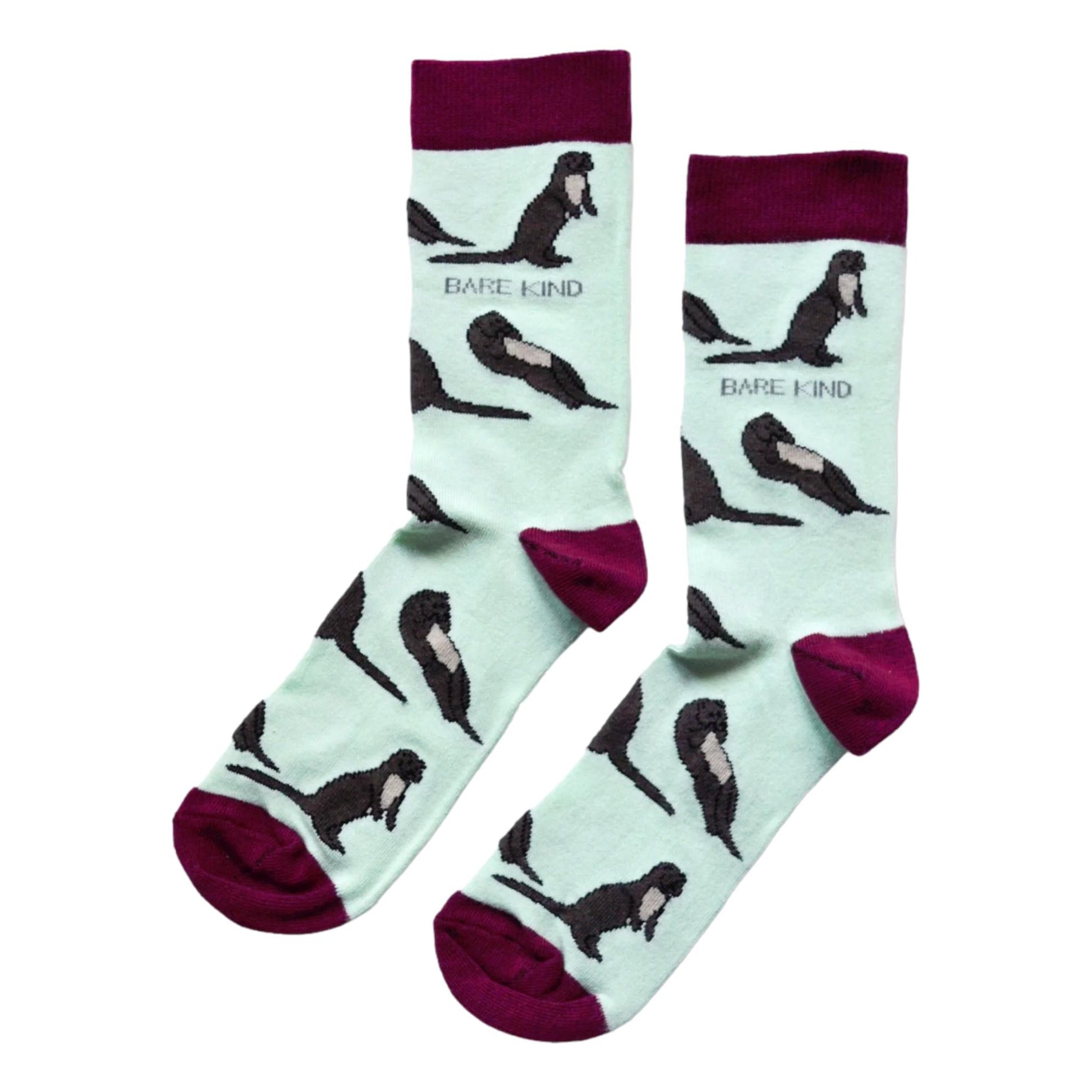 Save The Otters Green Unisex Novelty Ankle Socks Adult UK Size 4-7 image 0