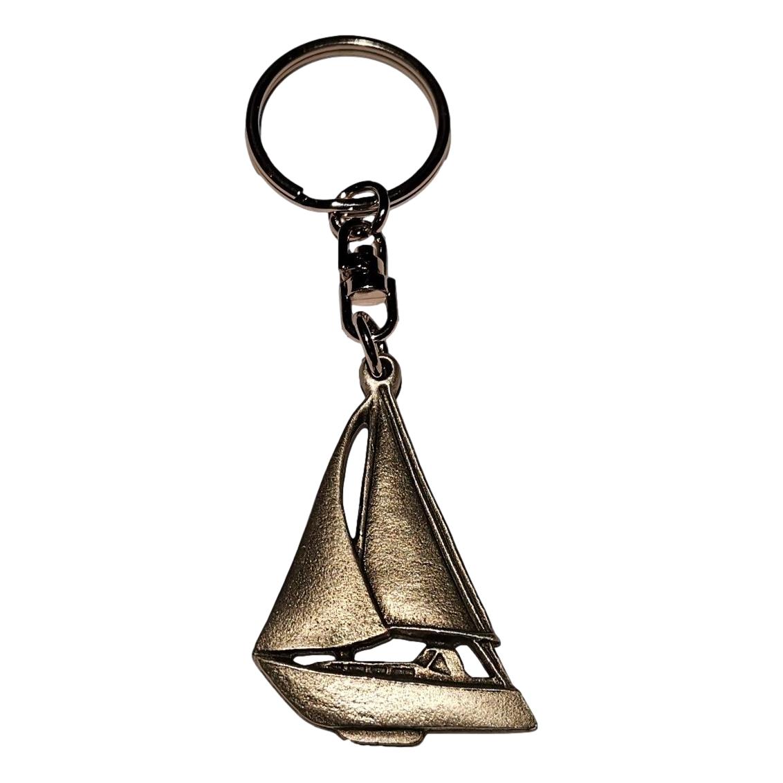 Sailing Yacht pewter metal keyring image 0