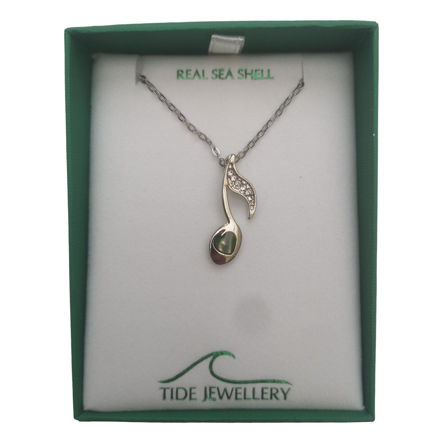 Quaver Music Note Paua shell rhodium-plated pendant image 2