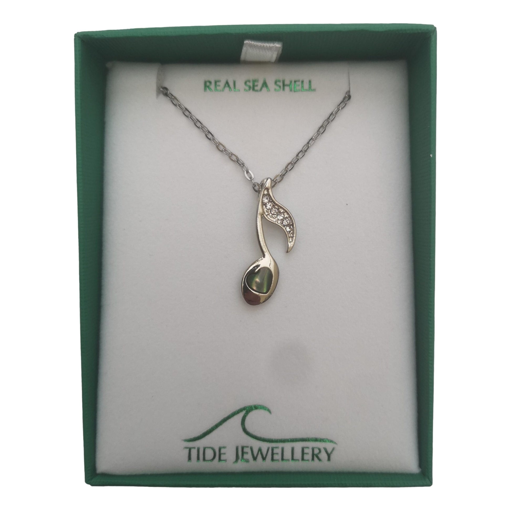 Quaver Music Note Paua shell rhodium-plated pendant image 2