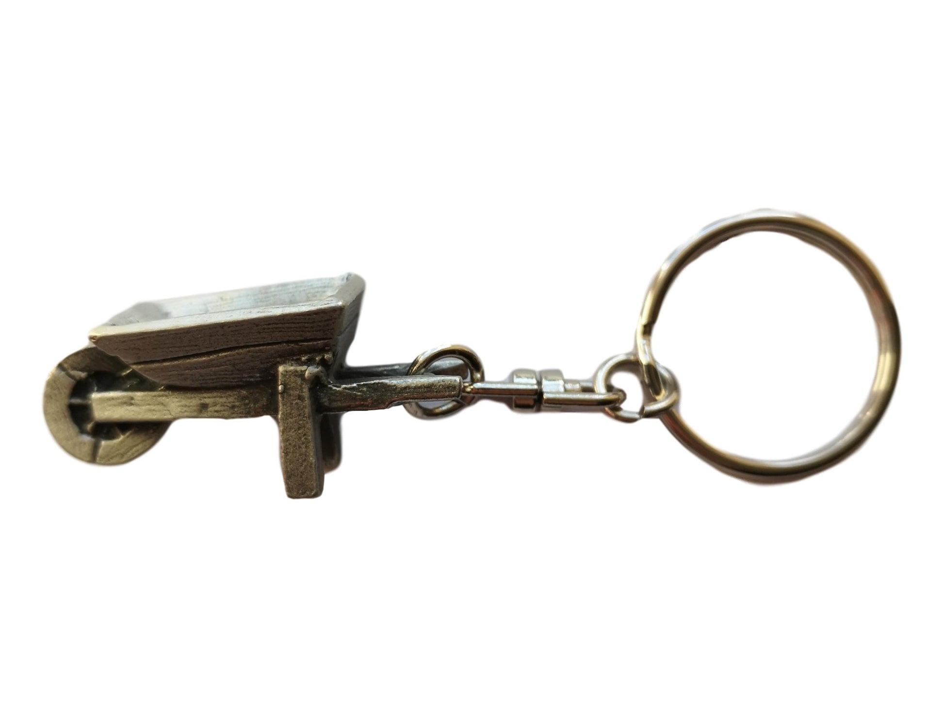 Wheelbarrow pewter metal keyring image 1