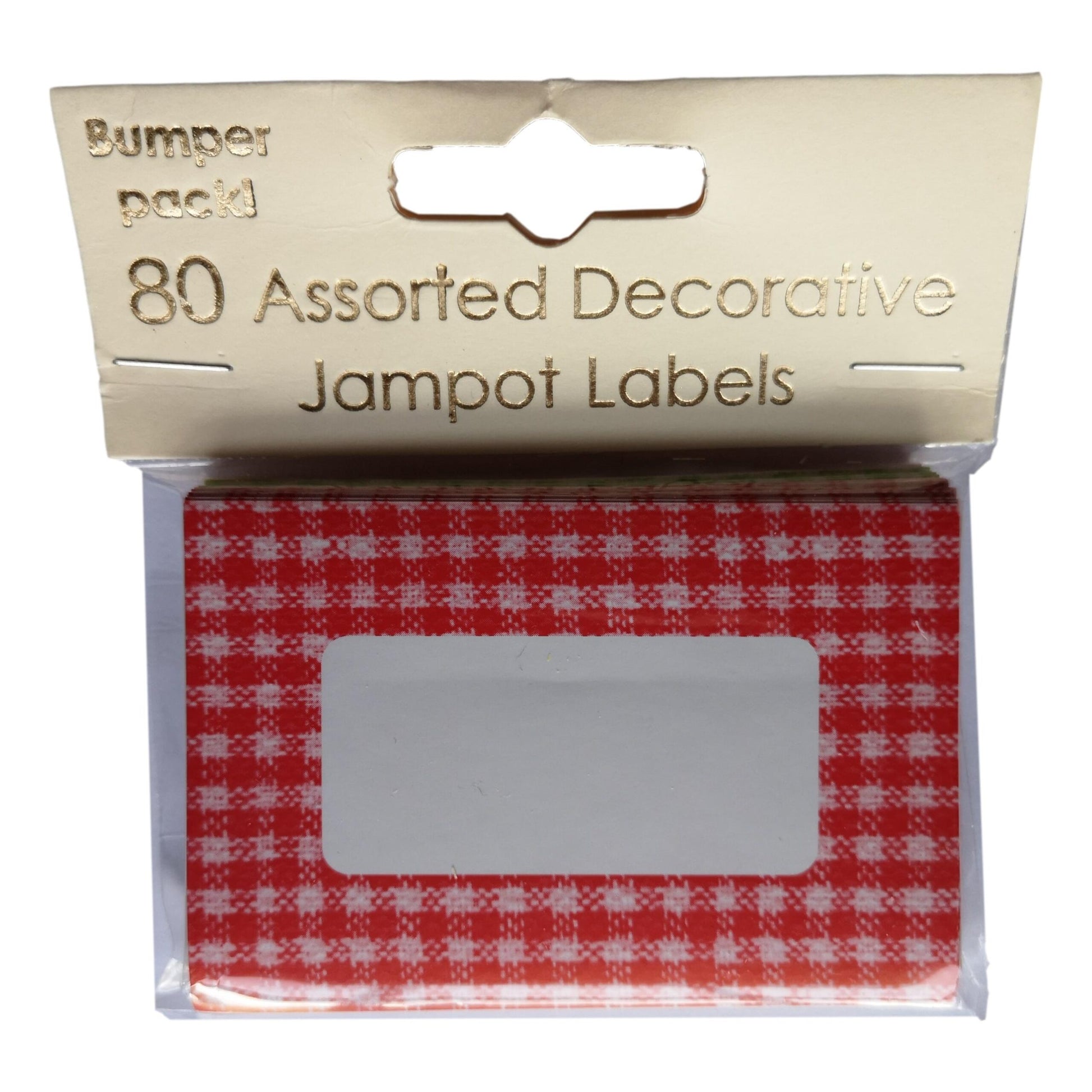 80 Assorted Gingham Jam Pot Self-Adhesive Labels image 0