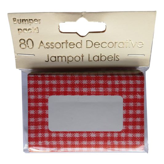 80 Assorted Gingham Jam Pot Self-Adhesive Labels image 0