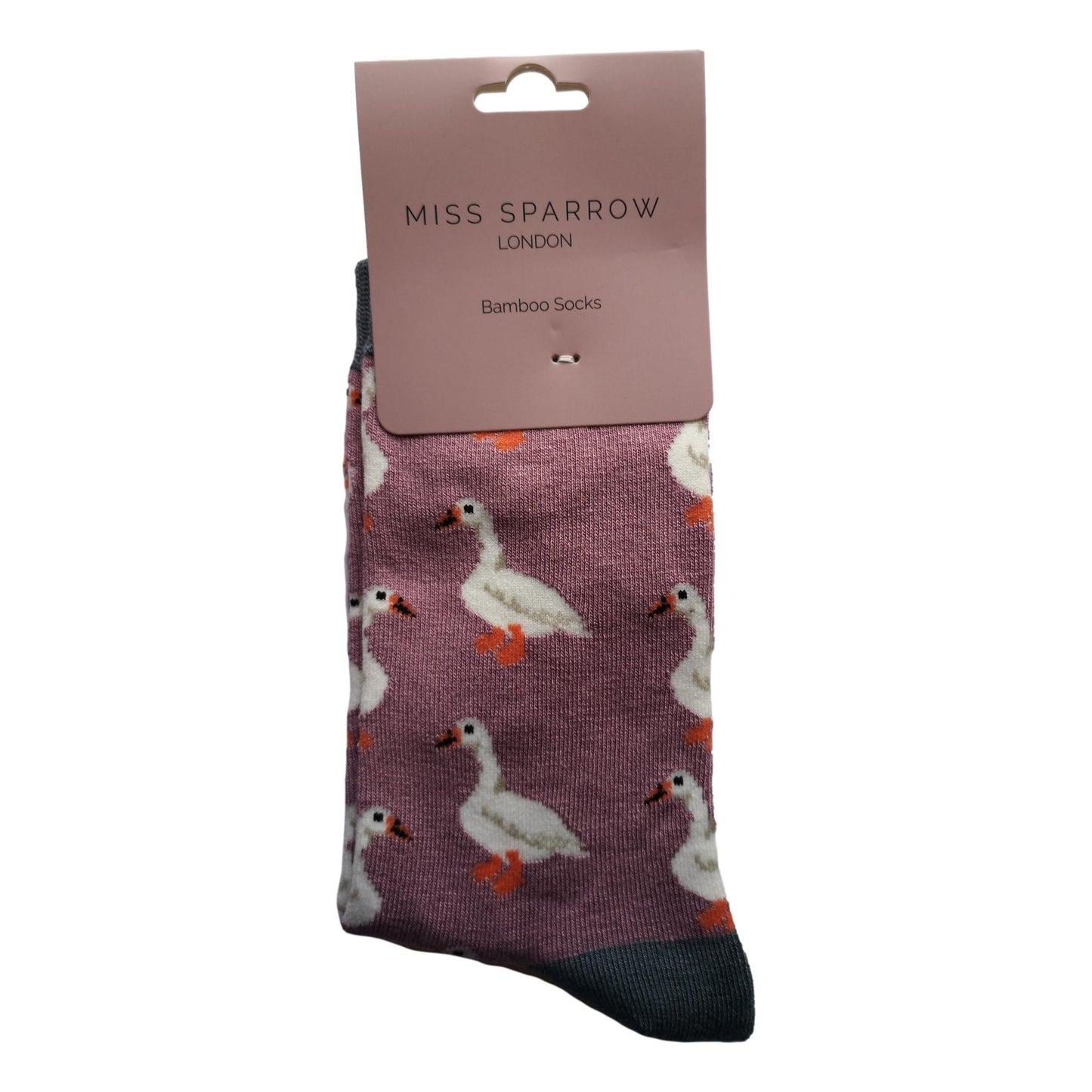 White Ducks on Mauve Ladies Novelty Ankle Socks Adult One Size image 1