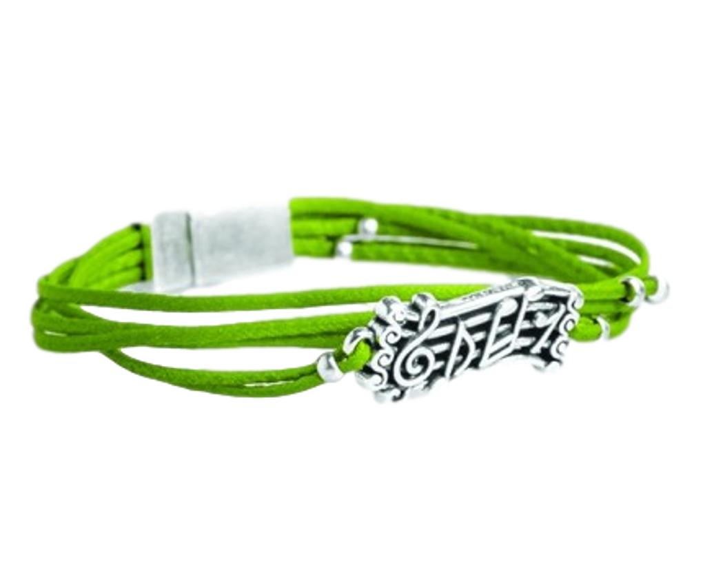 Music Stave Italian Green Leather Bracelet image 0