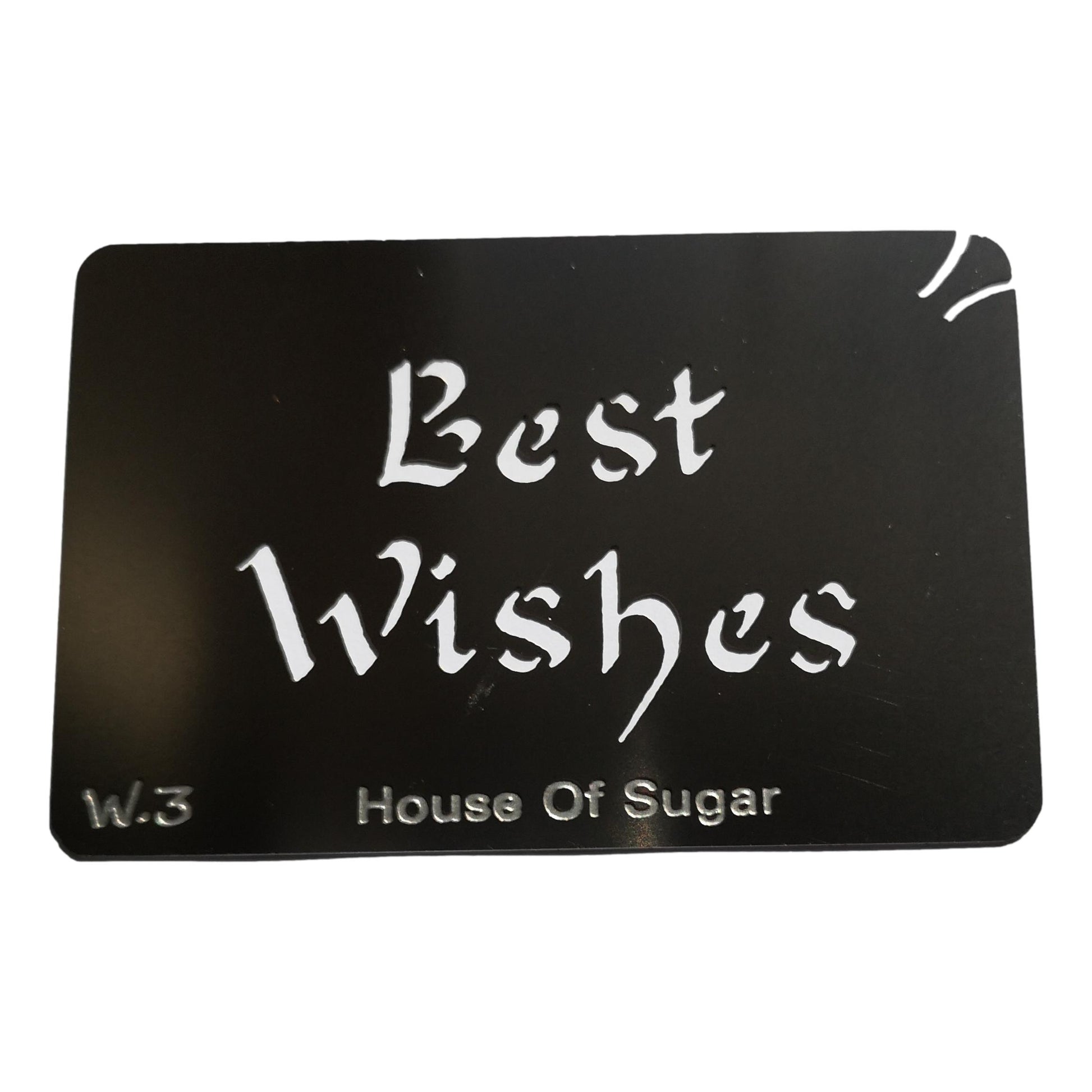 Stainless steel W3 Best Wishes cake decorating / card making stencil image 0