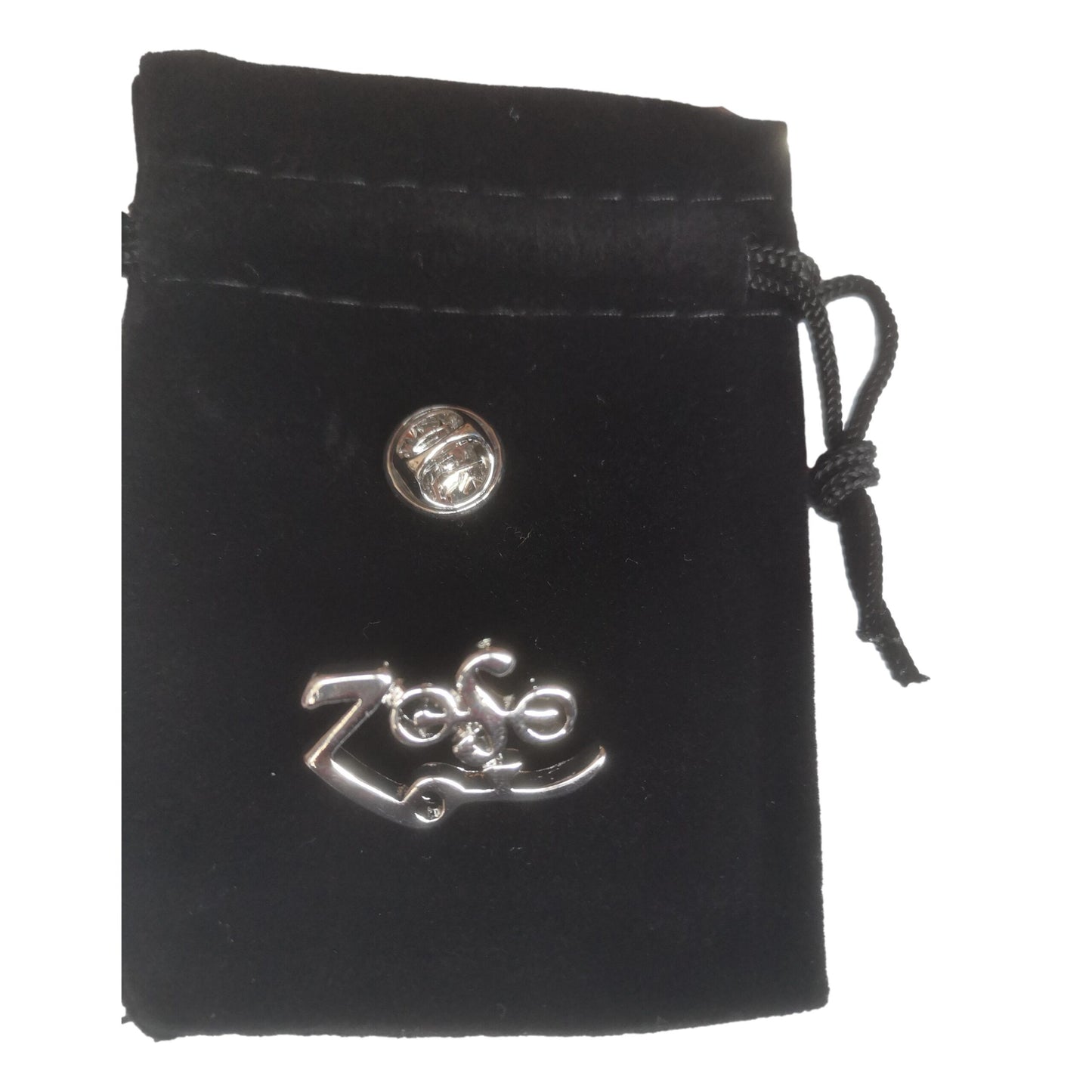 Polished Jimmy Page Zoso silver metal pin badge image 2