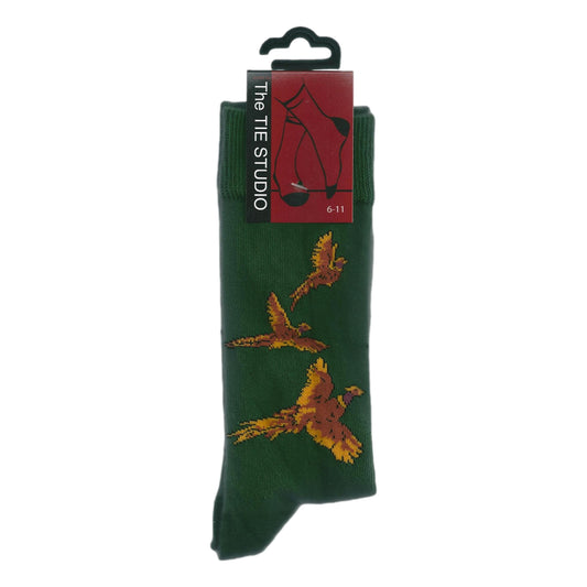 Flying Pheasants Game Birds Unisex Novelty Green Ankle Socks Adult Size 6-11 image 0