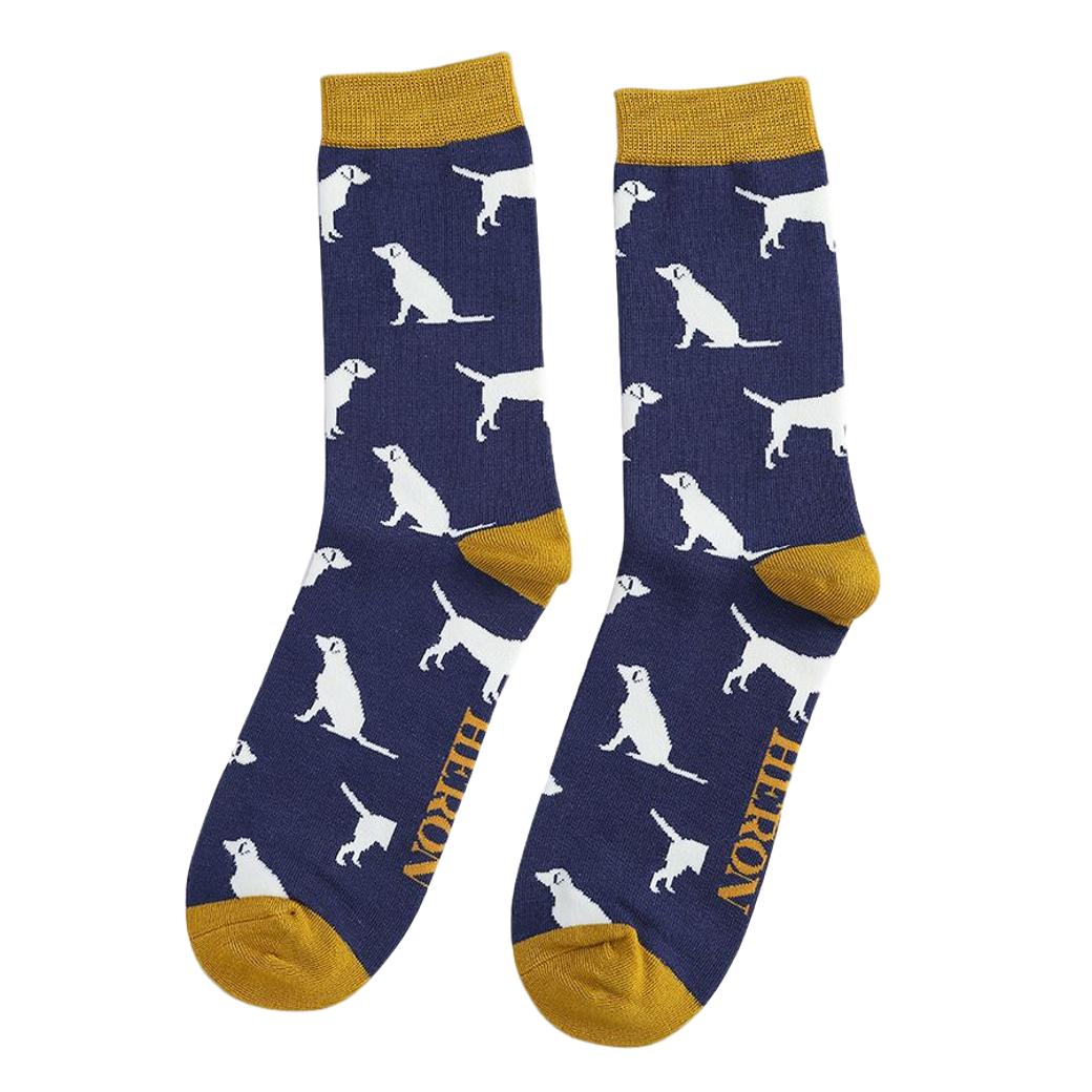 Labrador Dog white on navy Mens Novelty Ankle Socks Adult One Size image 0