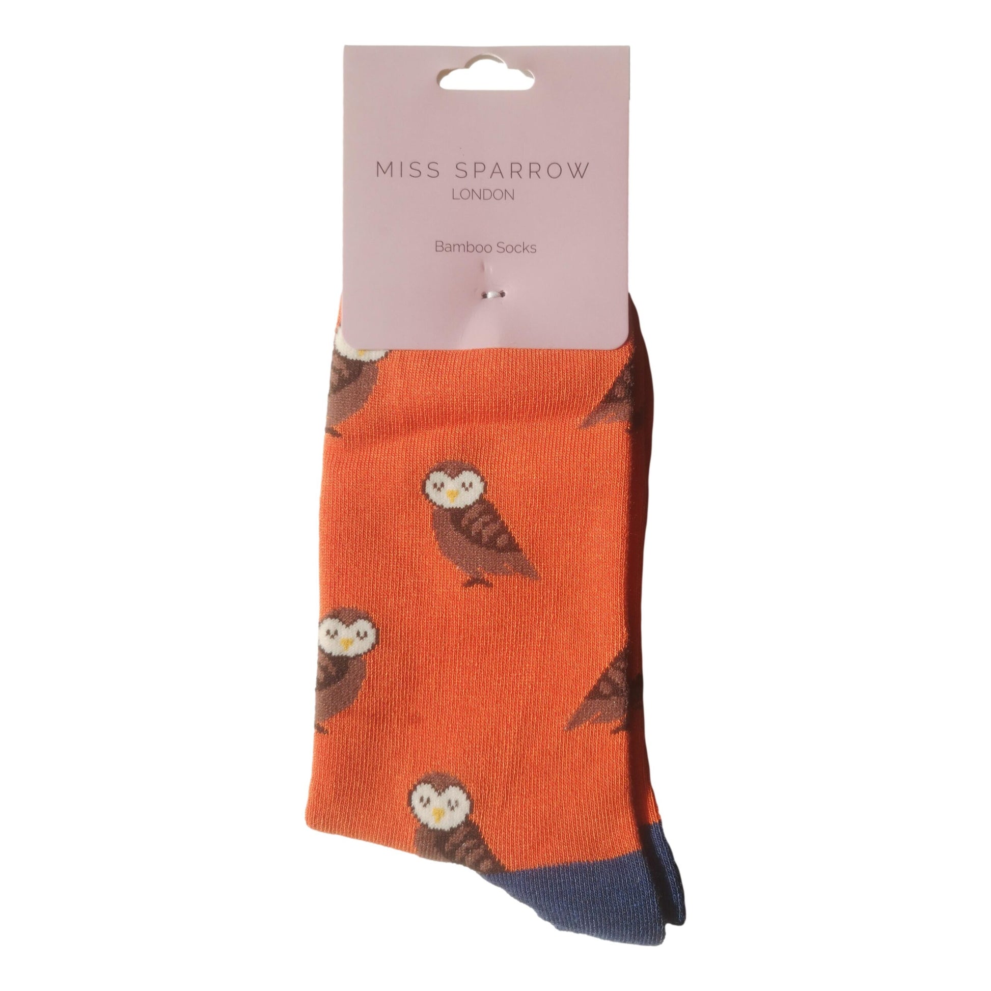 Cute Owls on Burnt Orange Womens Novelty Ankle Socks Adult One Size image 2
